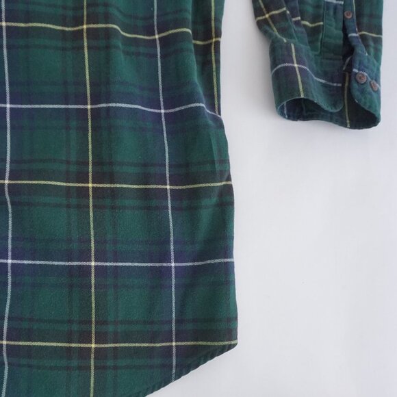 Vintage Lands' End Green Navy Plaid 100% Cotton Button Down Dress Shirt 2XL Tall - Picture 4 of 9